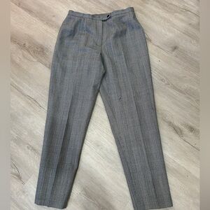 Vintage 100% wool women’s Gray Plaid Trousers size 6P academia old money